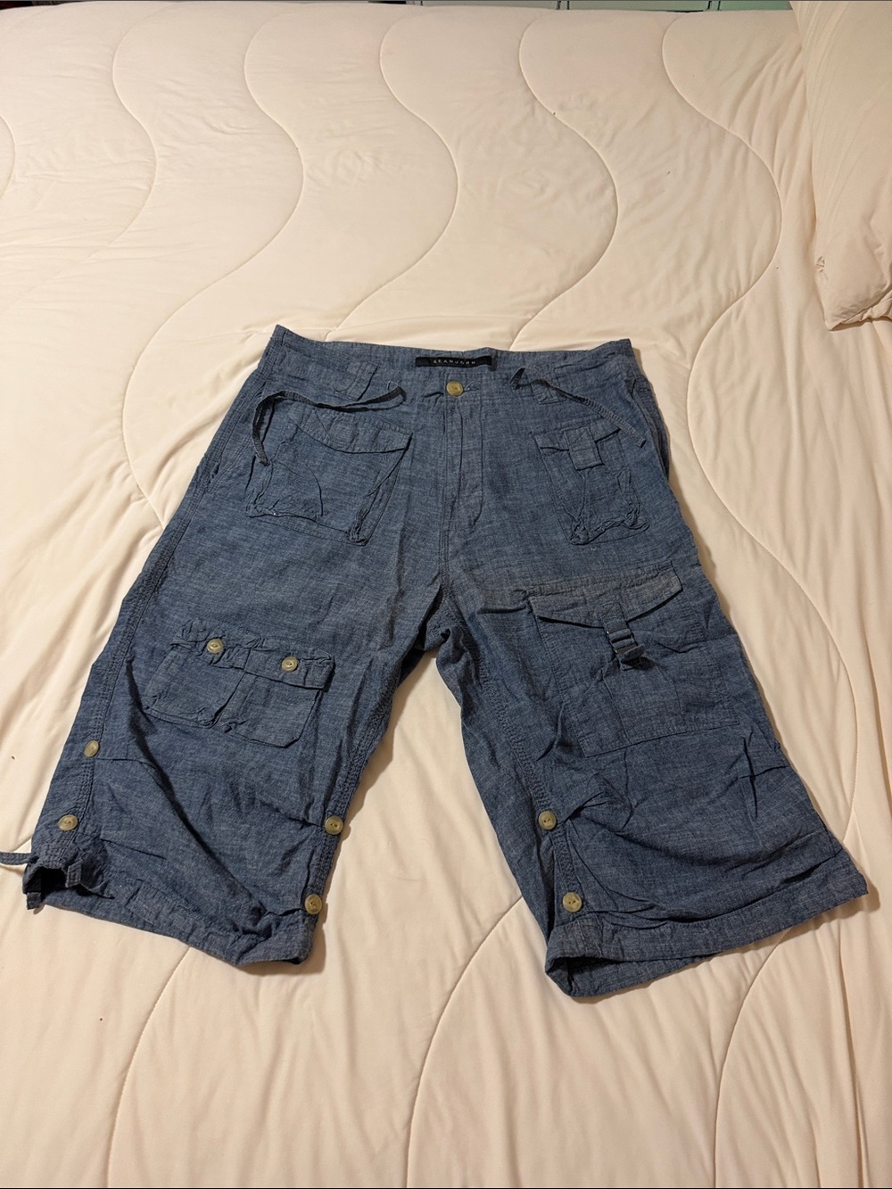Sean John Navy Cargo Shorts with Multiple Pockets